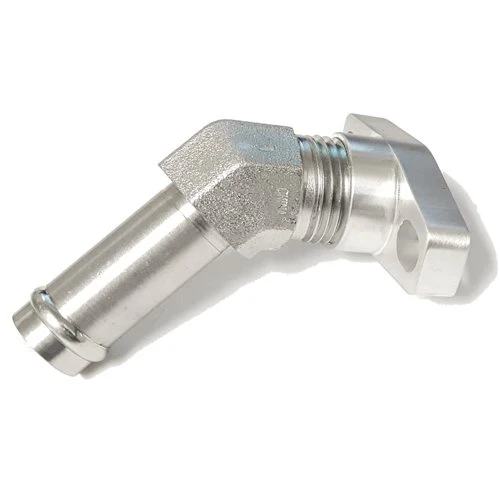 Flange, Oil Drain / Return, GT/GTX, GT25 thru GTX35, Special Combo 45 degree tight elbow 5/8" barb - Image 2